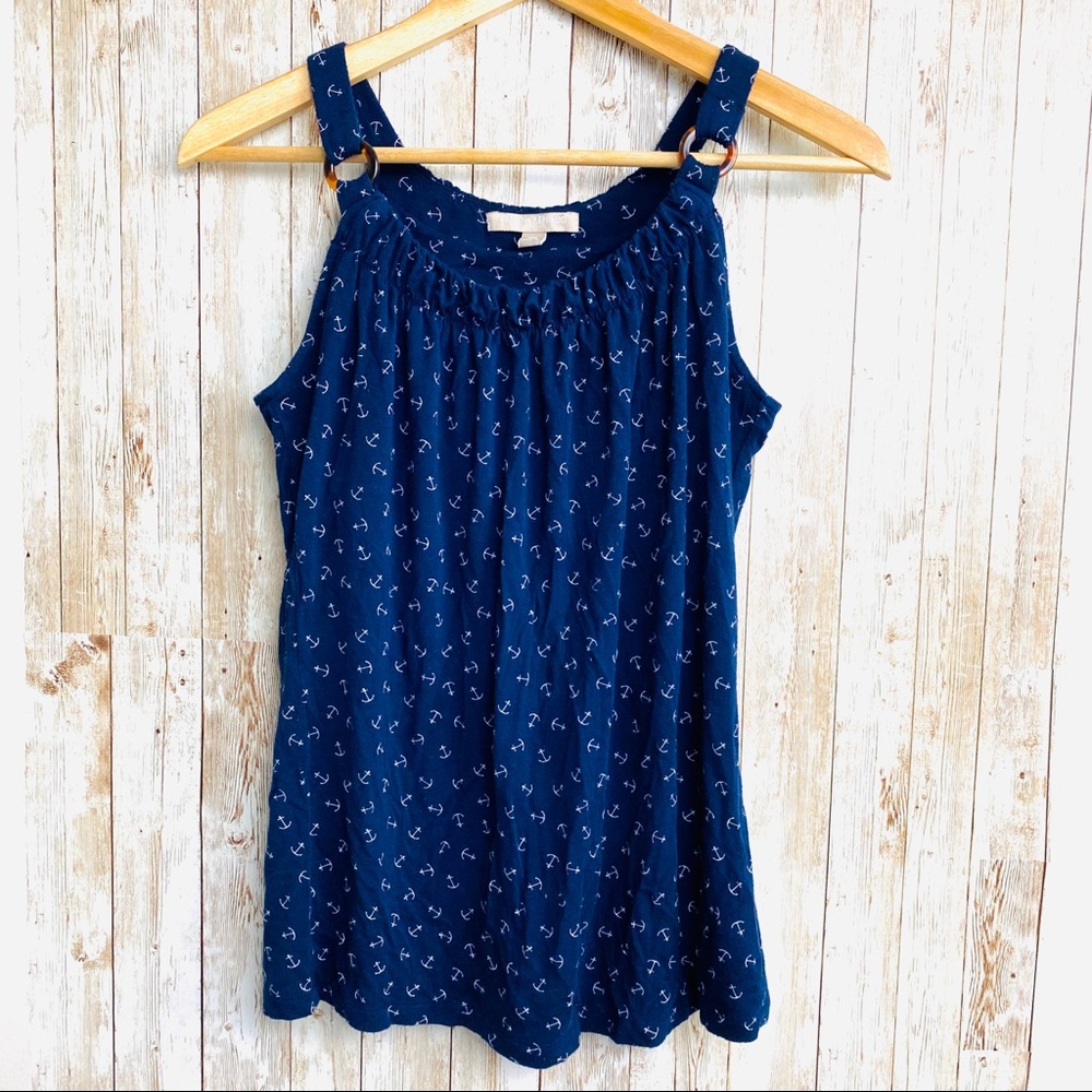 BANANA REPUBLIC Top blue with anchor pattern - Picture 1 of 9